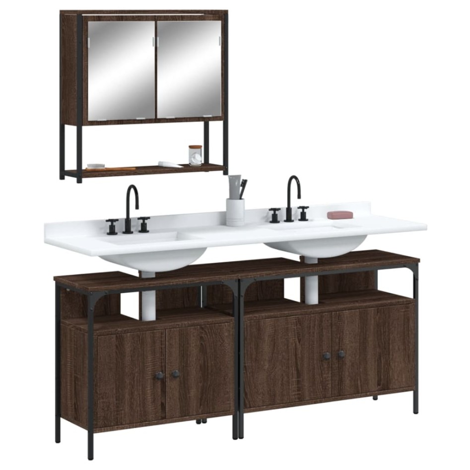 Set de muebles baño 3 pzas madera contrachapada roble