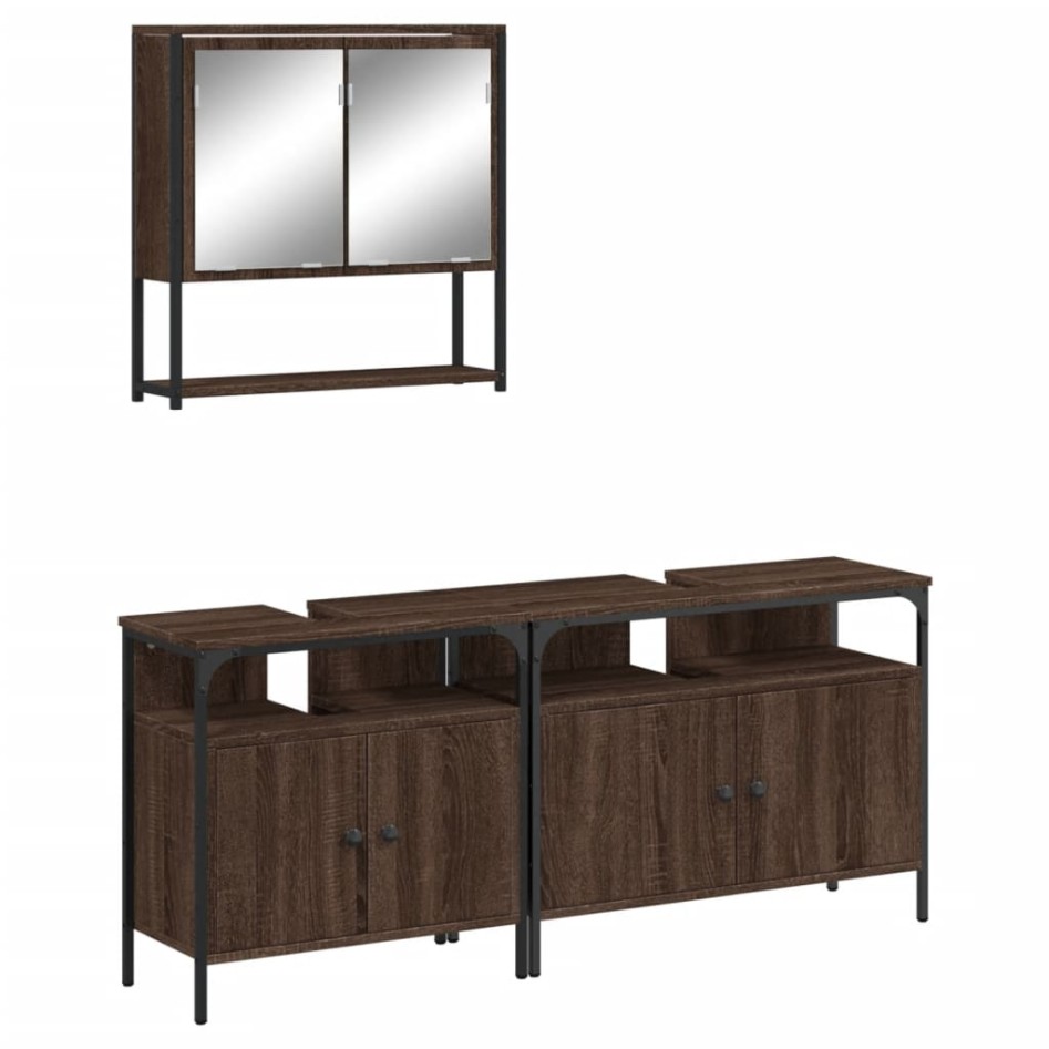Set de muebles baño 3 pzas madera contrachapada roble