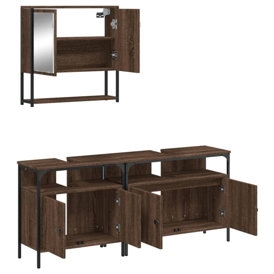 Set de muebles baño 3 pzas madera contrachapada roble