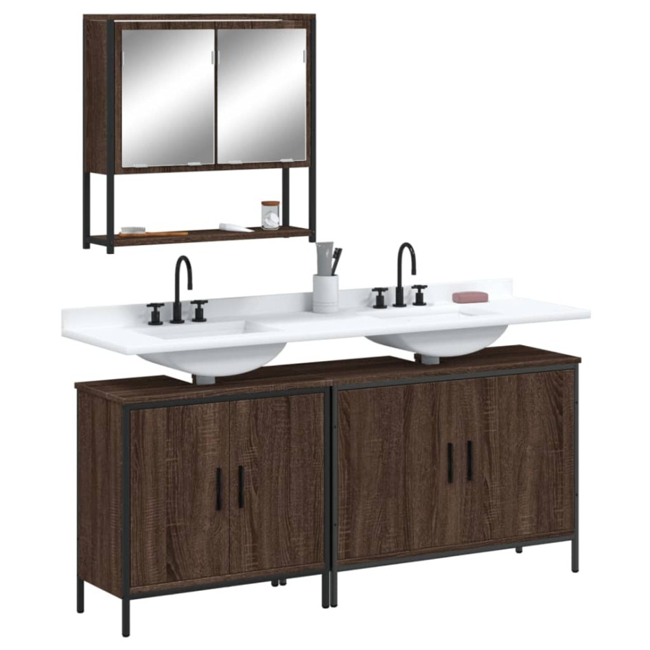 Set de muebles baño 3 pzas madera contrachapada roble