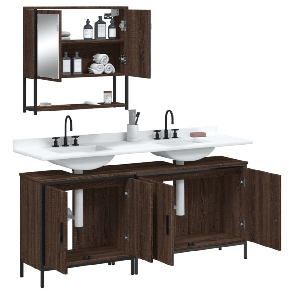 Set de muebles baño 3 pzas madera contrachapada roble