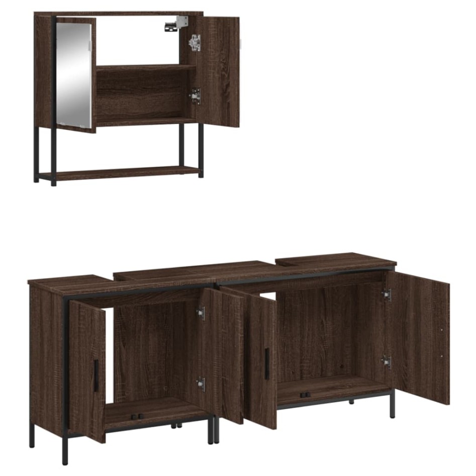 Set de muebles baño 3 pzas madera contrachapada roble