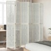 Biombo separador de 6 paneles madera maciza Paulownia blanco