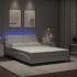 Estructura cama con luces LED cuero sintético blanco 140x200