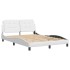 Estructura cama con luces LED cuero sintético blanco 140x200