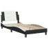 Cama con cabecero cuero sintético negro y blanco 80x200