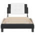 Cama con cabecero cuero sintético negro y blanco 80x200