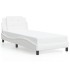 Estructura de cama sin colchón cuero sintético blanco