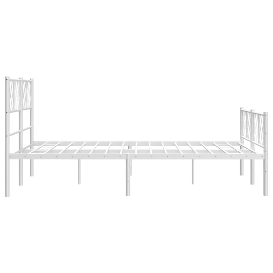 Estructura cama metal con cabecero y estribo blanco 140x200