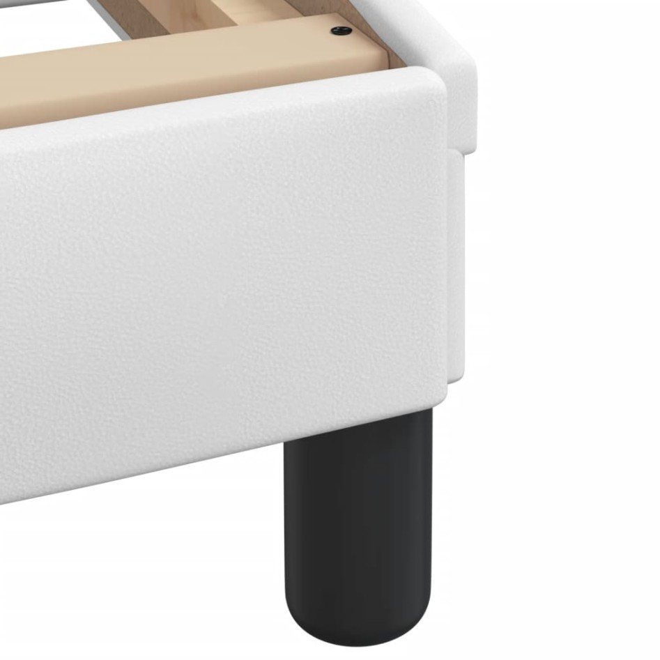 Estructura de cama sin colchón cuero sintético blanco
