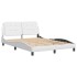 Estructura de cama sin colchón cuero sintético blanco