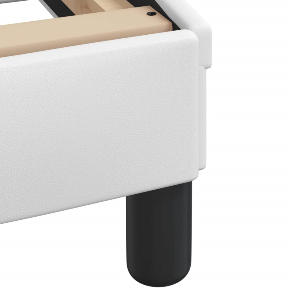 Estructura de cama sin colchón cuero sintético blanco