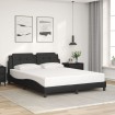 Estructura de cama sin colchón cuero sintético negro 160x200 cm