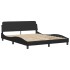 Estructura de cama sin colchón cuero sintético negro 160x200