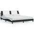 Estructura de cama con cabecero cuero sintético negro y