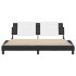 Estructura de cama con cabecero cuero sintético negro y