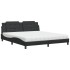 Cama con colchón cuero sintético negro 180x200