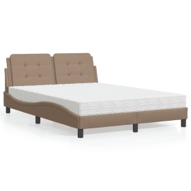 Cama con colchón cuero sintético capuchino 120x200
