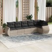Set de sofás de jardín 6 pzas y cojines ratán sintético gris
