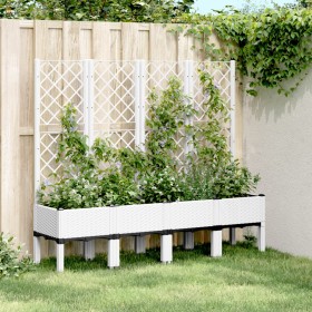 Jardinera con enrejado PP blanco 160x40x142