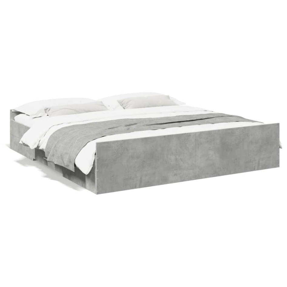 Cama con cajones madera ingeniería gris hormigón 180x200