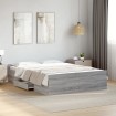 Cama con cajones madera ingeniería gris Sonoma 120x190 cm
