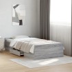Cama con cajones madera de ingeniería gris Sonoma 90x190 cm