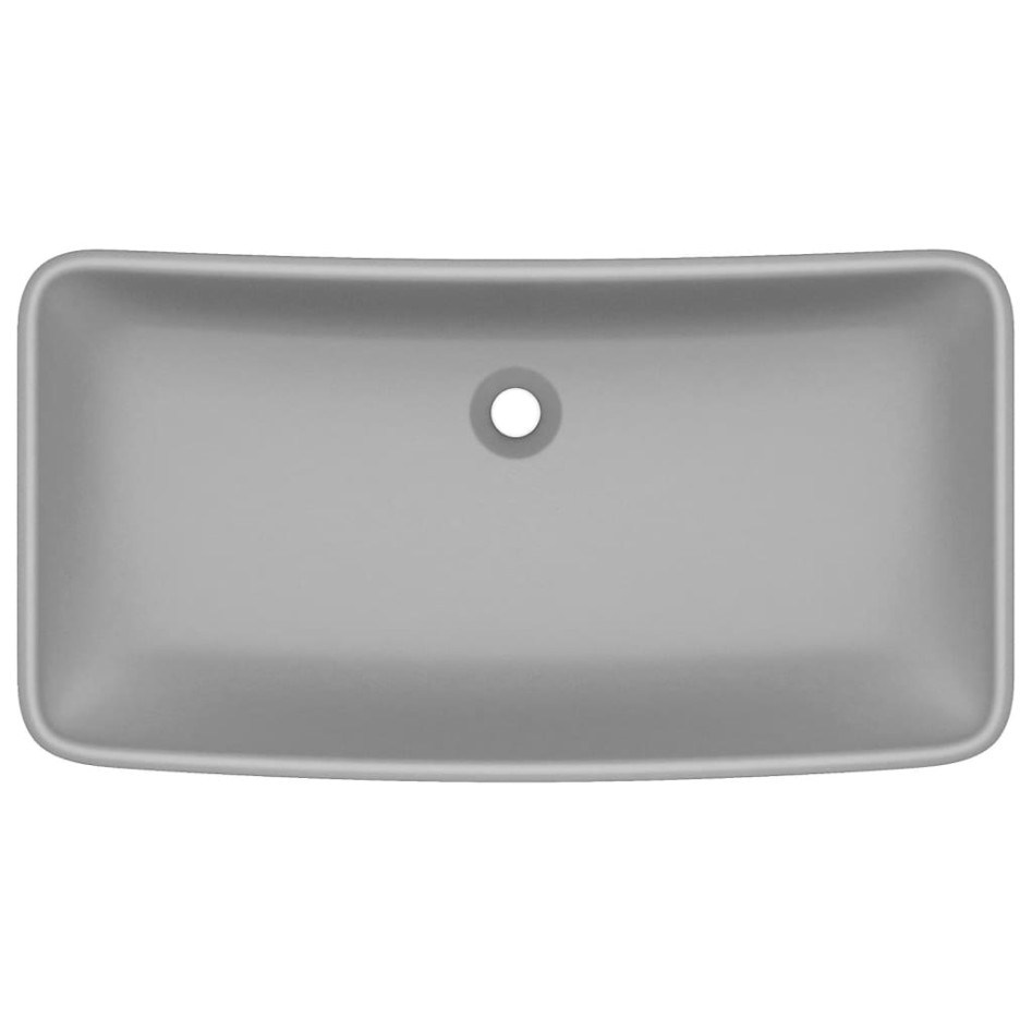 Lavabo de lujo de cerámica rectangular gris claro mate 71x38
