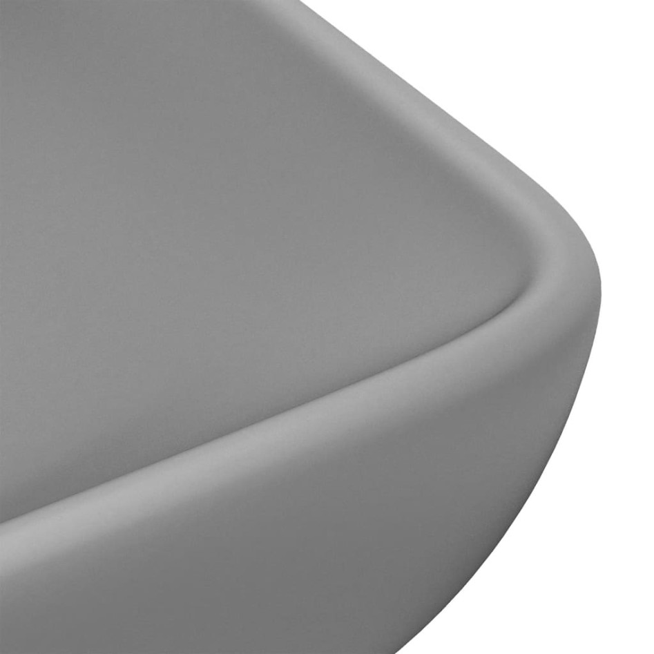 Lavabo de lujo de cerámica rectangular gris claro mate 71x38