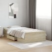 Cama con cajones madera ingeniería roble Sonoma 100x200 cm