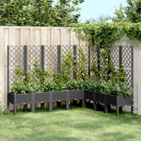 Jardinera con enrejado PP negro 200x160x142