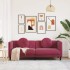 Sofá con cojines 3 plazas terciopelo rojo