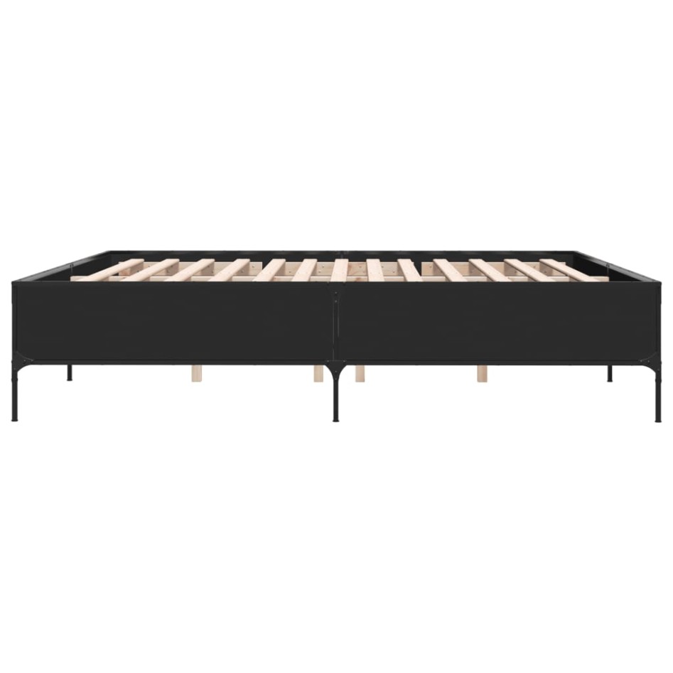 Estructura de cama madera de ingeniería y metal negro