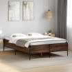 Estructura cama madera ingeniería metal marrón roble 120x200 cm
