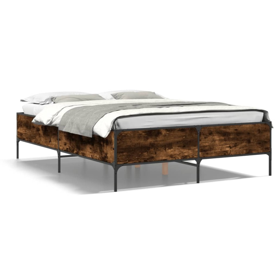 Estructura cama madera ingeniería metal roble ahumado