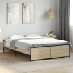 Estructura cama madera ingeniería metal roble Sonoma 135x190 cm