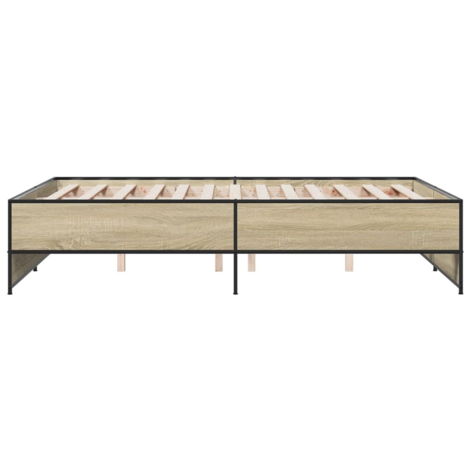 Estructura cama madera ingeniería metal roble Sonoma 135x190
