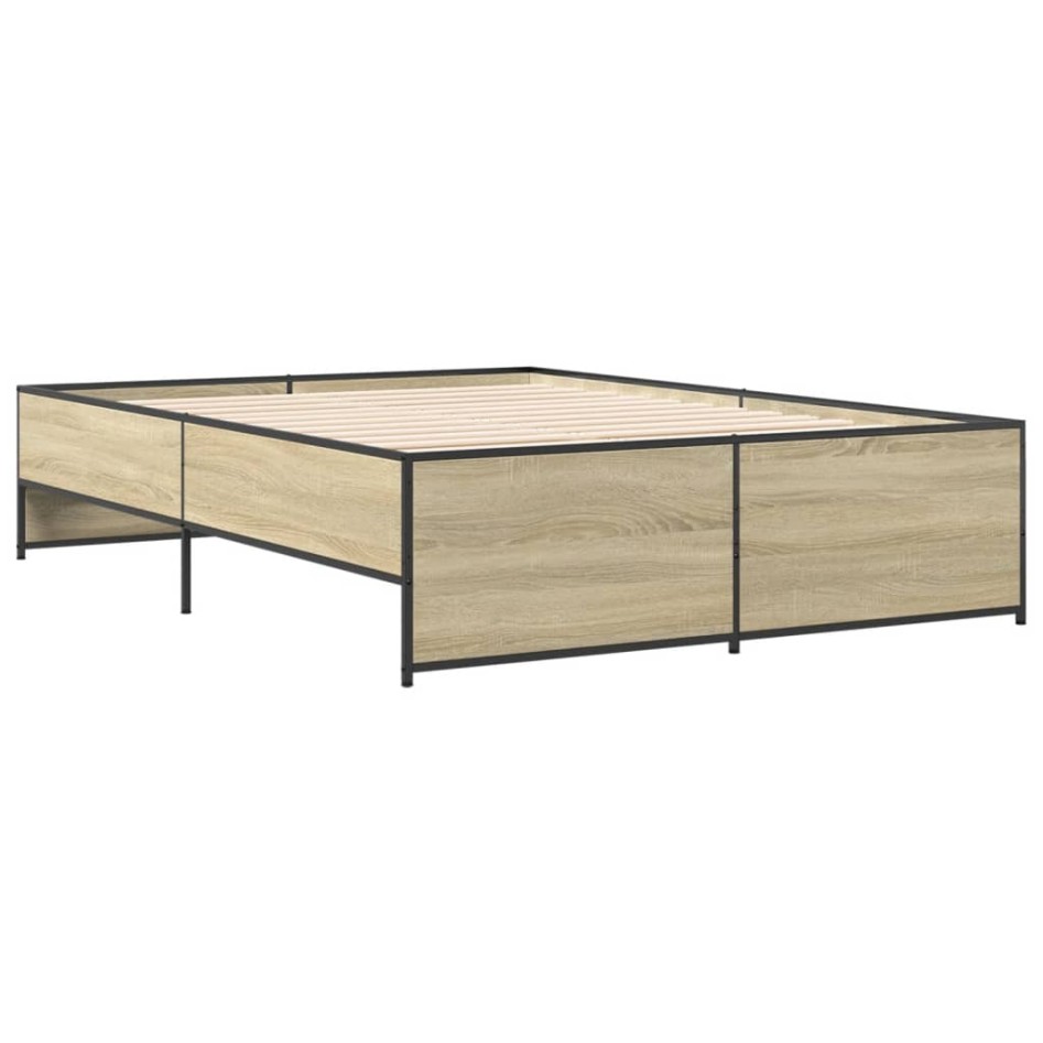 Estructura cama madera ingeniería metal roble Sonoma 135x190