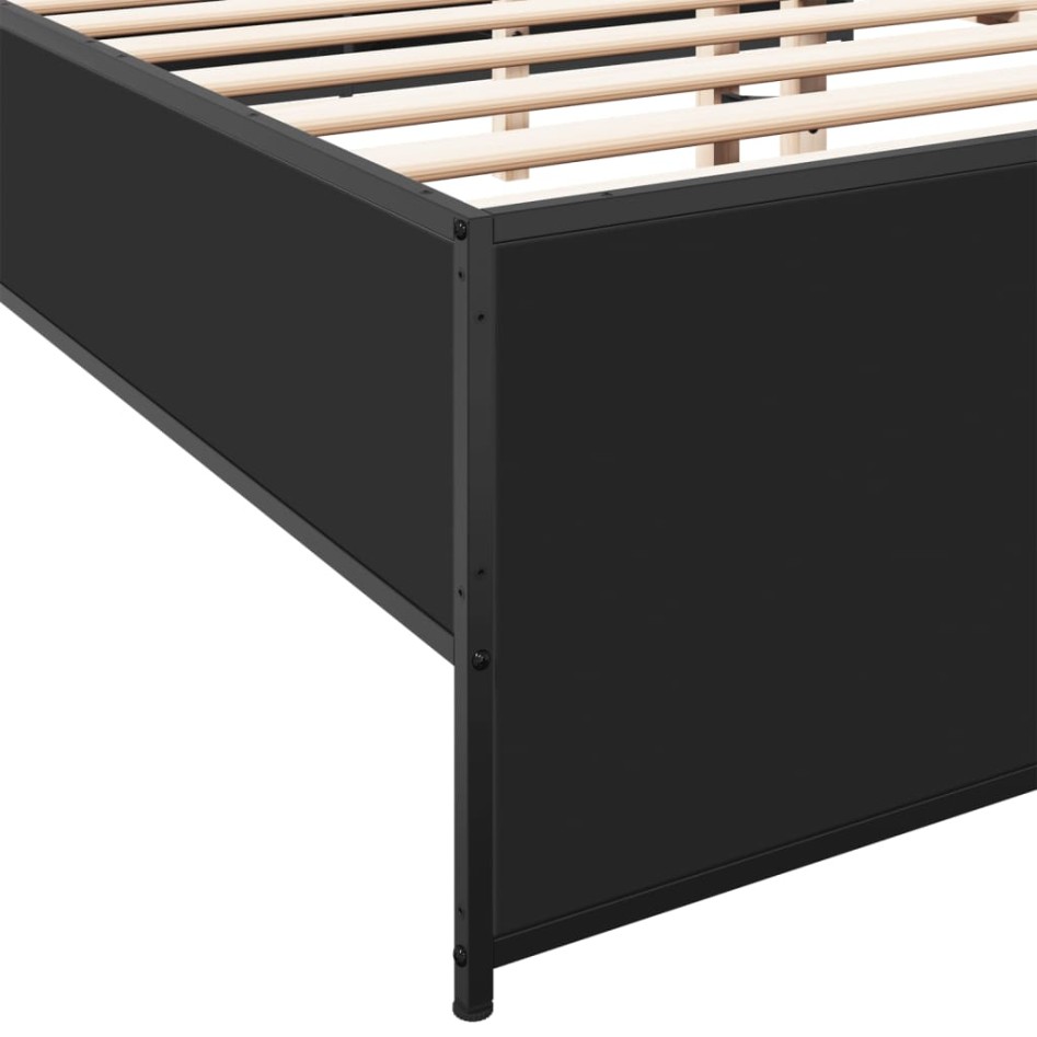 Estructura de cama madera de ingeniería y metal negro