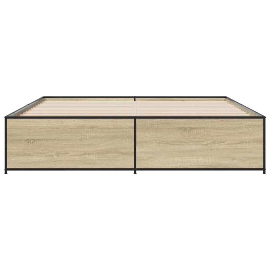 Estructura cama madera ingeniería metal roble Sonoma 180x200