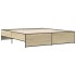 Estructura cama madera ingeniería metal roble Sonoma 180x200