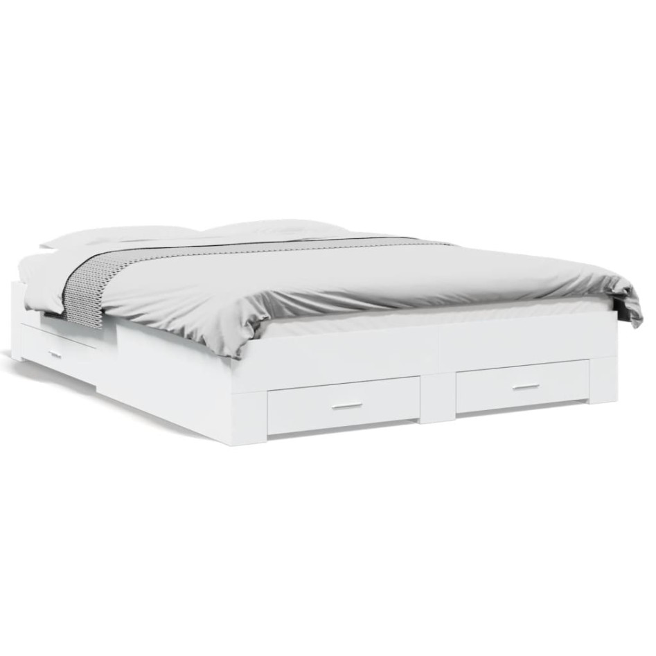 Estructura cama con cajones madera ingeniería blanca 160x200