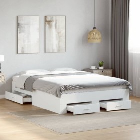 Cama con cajones madera de ingeniería blanca 140x190