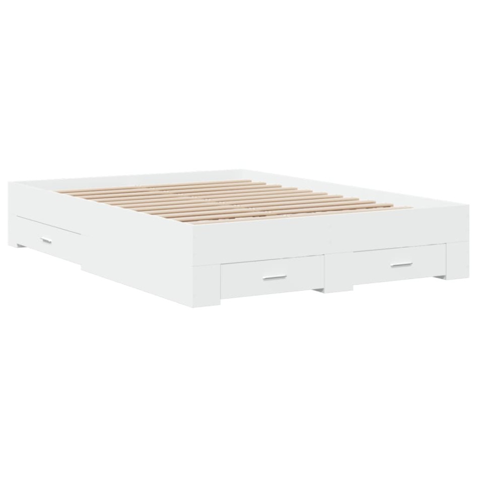 Cama con cajones madera de ingeniería blanca 140x190