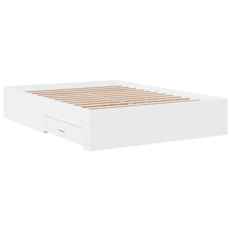 Cama con cajones madera de ingeniería blanca 140x190