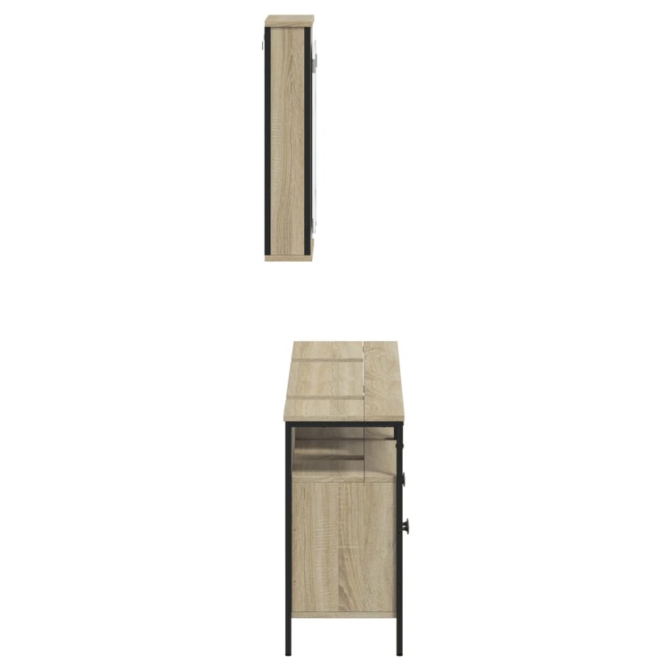 Set de muebles de baño 3 pzas madera contrachapada roble