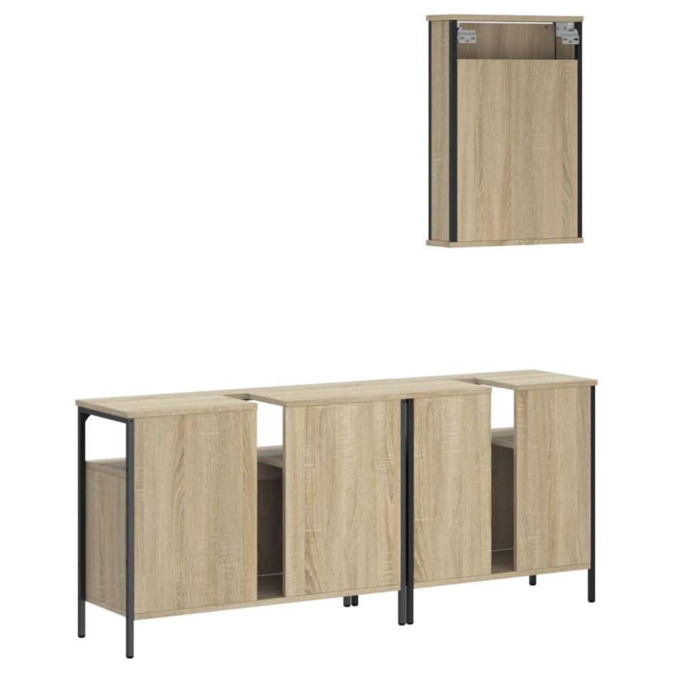 Set de muebles de baño 3 pzas madera contrachapada roble