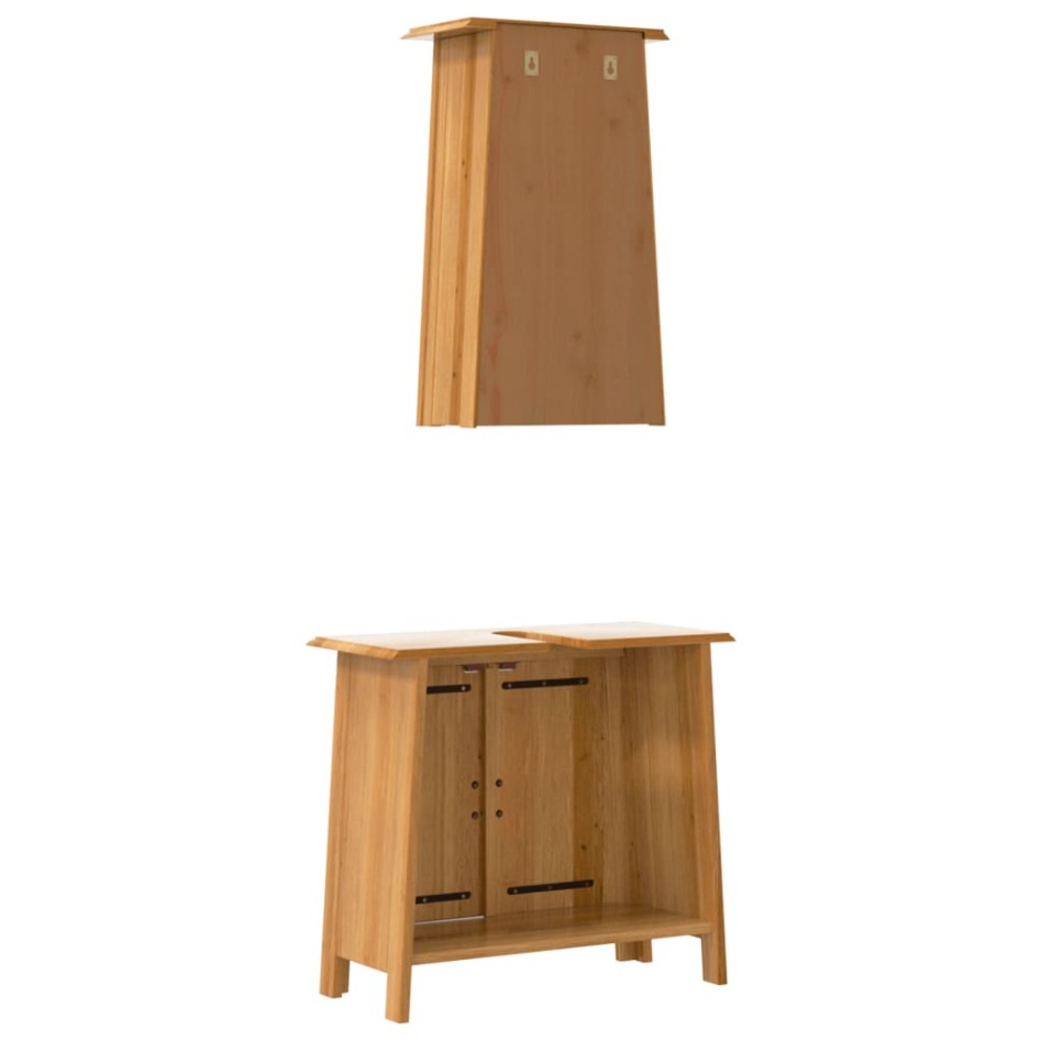 Conjunto de muebles de baño 2 piezas madera maciza de