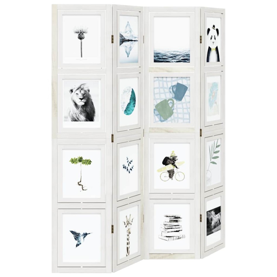 Biombo separador de 4 paneles madera maciza Paulownia