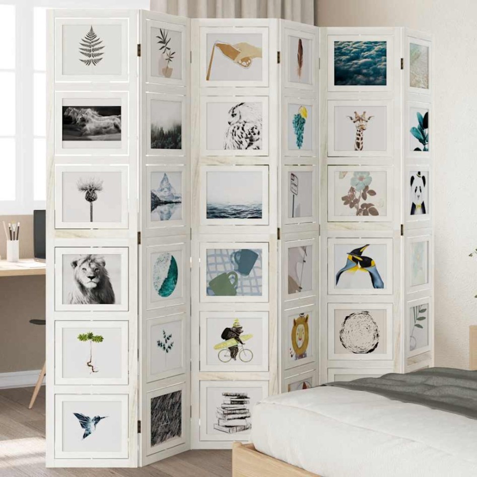 Biombo separador de 6 paneles madera maciza Paulownia